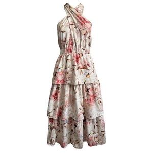 EXPRESS Floral Halter Neck Tiered Dress